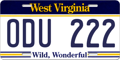 WV license plate ODU222