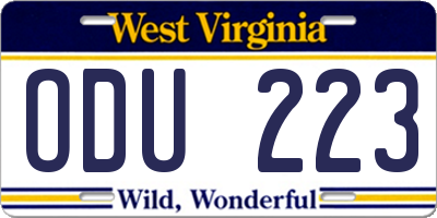 WV license plate ODU223
