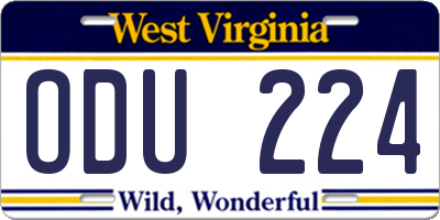 WV license plate ODU224