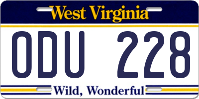 WV license plate ODU228