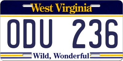 WV license plate ODU236