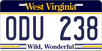 WV license plate ODU238