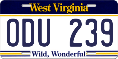 WV license plate ODU239