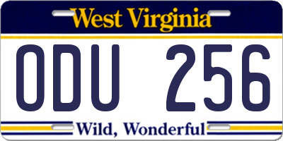 WV license plate ODU256