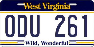 WV license plate ODU261