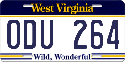 WV license plate ODU264