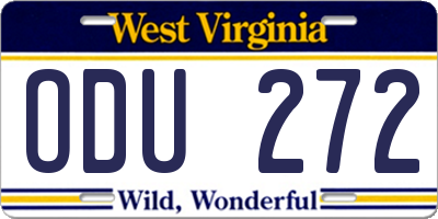 WV license plate ODU272