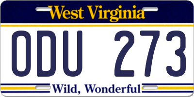 WV license plate ODU273