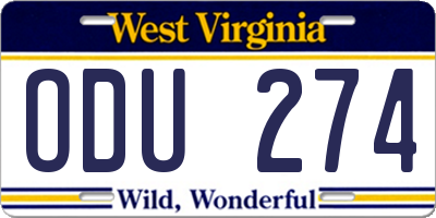 WV license plate ODU274