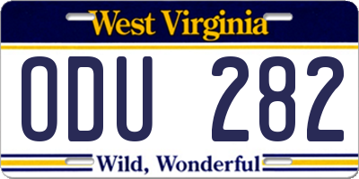 WV license plate ODU282