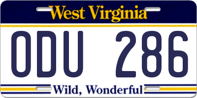 WV license plate ODU286