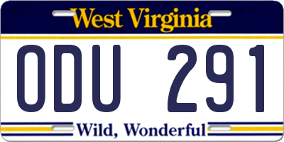 WV license plate ODU291