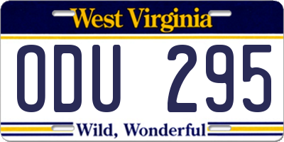 WV license plate ODU295