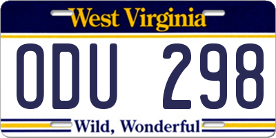 WV license plate ODU298
