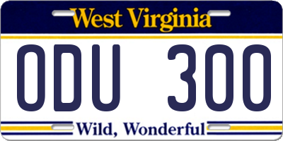 WV license plate ODU300
