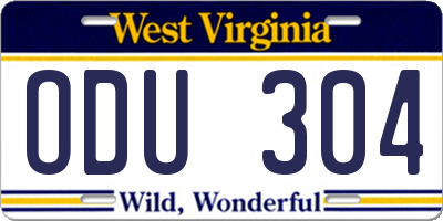 WV license plate ODU304
