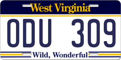 WV license plate ODU309