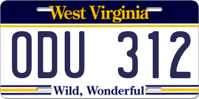 WV license plate ODU312