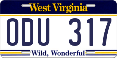 WV license plate ODU317