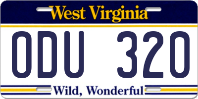 WV license plate ODU320