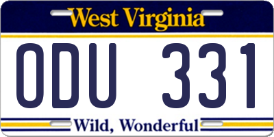 WV license plate ODU331