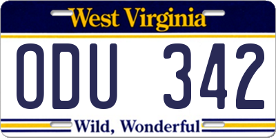 WV license plate ODU342