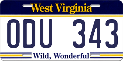 WV license plate ODU343