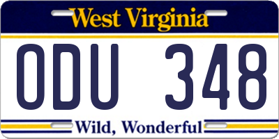 WV license plate ODU348