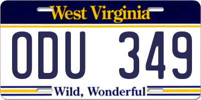 WV license plate ODU349