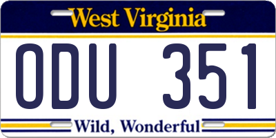 WV license plate ODU351