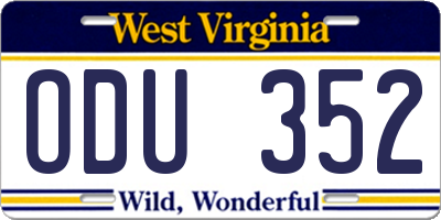 WV license plate ODU352