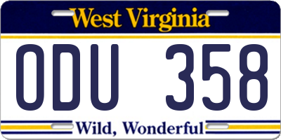 WV license plate ODU358