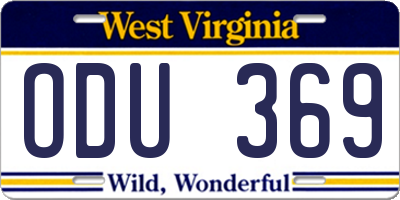 WV license plate ODU369