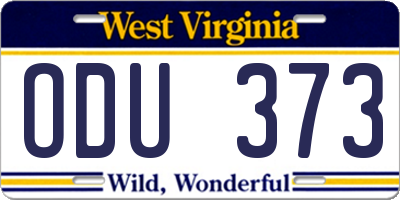 WV license plate ODU373