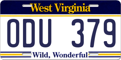 WV license plate ODU379