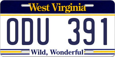 WV license plate ODU391
