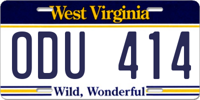 WV license plate ODU414