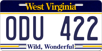 WV license plate ODU422