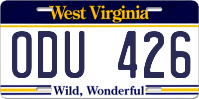 WV license plate ODU426
