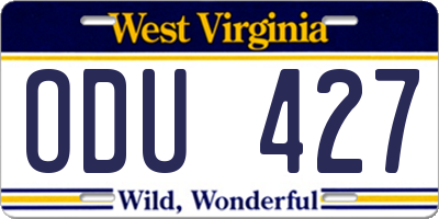 WV license plate ODU427