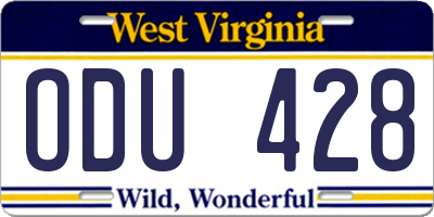 WV license plate ODU428