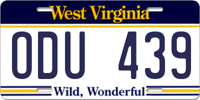 WV license plate ODU439