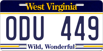 WV license plate ODU449