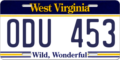 WV license plate ODU453