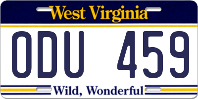 WV license plate ODU459