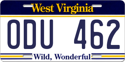 WV license plate ODU462