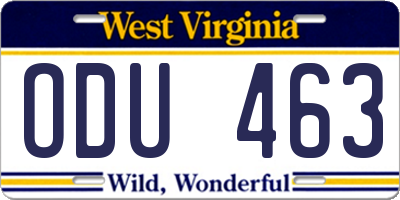WV license plate ODU463