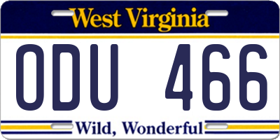 WV license plate ODU466