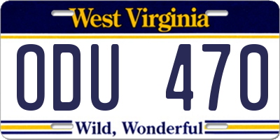WV license plate ODU470