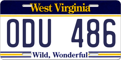 WV license plate ODU486